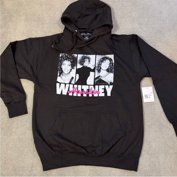 Whitney Houston Black Graphic Hoodie Sweatshirt Pullover Oversized Medium NWT - Picture 3 of 6